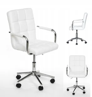 Fotel biurowy, krzesło biurowe Krzesło fotel obrotowy biały biuro eco-skóra - Fotele i krzesła biurowe - miniaturka - grafika 1