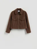Kurtki damskie - Reserved - Kurtka z tkaniny boucle - brązowy - miniaturka - grafika 1