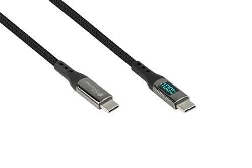 GoodConnections Kabel przyłączeniowy USB-C 2.0 (ST-ST) 1m z wyświetlaczem cyfrowym kurtka tekstylna 100W czarny