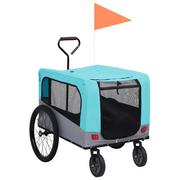 Sprzęt podróżny i transportery dla psów - VidaXL Przyczepka rowerowa 2-w-1 dla zwierząt i do biegania, niebieska - miniaturka - grafika 1