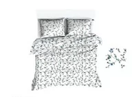 Pościel - Karo Pościel z kory 160x200 1127N biała kwiatuszki niebieskie 1683E na guziki 100% bawełna gruba - miniaturka - grafika 1