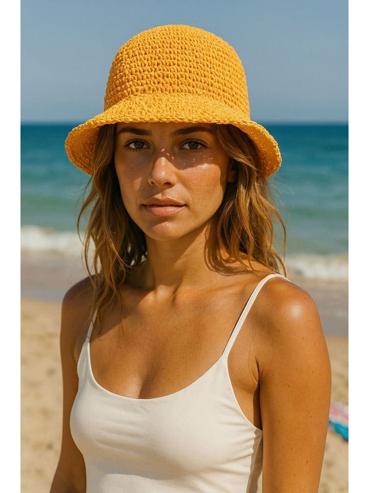 Lucky Bees Kapelusz przeciwsłoneczny w kolorze pomarańczowym