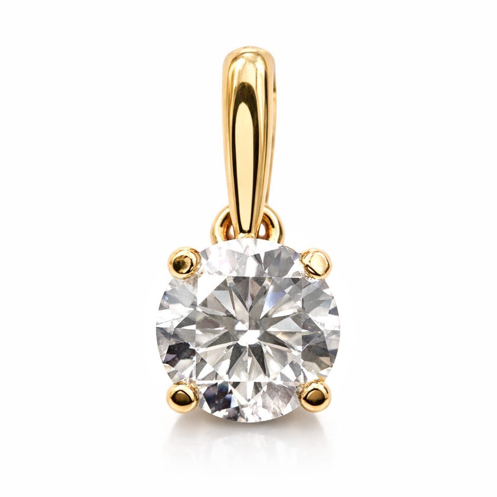 PIĘKNA KLASYCZNA DAMSKA ZŁOTA ZAWIESZKA Z MOISSANITEM 0.5 CT 14KT 585