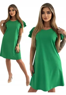 ZIELONA KLASYCZNA KRÓTKA TRAPEZOWA SUKIENKA ROZMIAR 40 POLSKI PRODUCENT - Sukienki - miniaturka - grafika 1