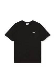 Koszulki dla chłopców - BOSS t-shirt bawełniany dziecięcy kolor czarny gładki - Boss - grafika 1