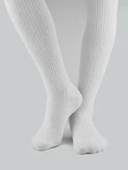 Rajstopy - Rajstopy bawełniane prążek białe Noviti roz.104/110 - miniaturka - grafika 1