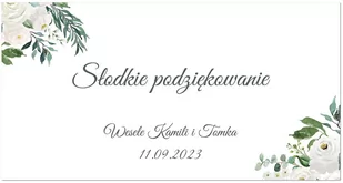 Naklejki personalizowane na pudełka na ciasto z kwiatkami - 30 szt. - Wesele i ślub - miniaturka - grafika 1