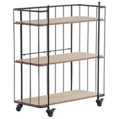 Wózki na żywność - Metalowy Wózek Kuchenny 3-poziomowy Jasne Drewno Z Czarnym Gabbs - miniaturka - grafika 1