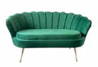 Sofy i kanapy - Sofa glamour muszelka 2ES zielona nogi złote - miniaturka - grafika 1
