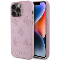 Etui i futerały do telefonów - Guess GUHCP15XP4EPMP iPhone 15 Pro Max 6.7" różowy/pink hardcase Leather 4G Stamped - miniaturka - grafika 1