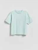 Koszulki dla chłopców - Reserved - Bawełniany t-shirt z nadrukiem - jasnoturkusowy - miniaturka - grafika 1