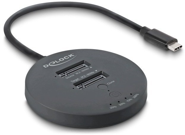Stacja dokująca Delock USB 20 Gbps M.2 Stacja dokująca dla 2 x M.2 NVME PCIE SSD z funkcją klonowania 64364