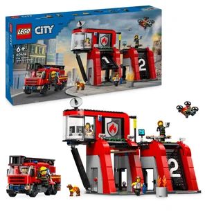 LEGO City - Straż pożarna remiza strażacka wozy strażacy ZESTAW LEGO PREZENT DLA CHŁOPCA DZIECI - Klocki - miniaturka - grafika 1