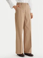 Spodnie damskie - Tommy Hilfiger Spodnie materiałowe WW0WW49471 Beżowy Wide Leg - miniaturka - grafika 1