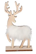 Ozdoby bożonarodzeniowe - RENIFER DREWNIANY Z FUTERKIEM FIGURKA DEKORACJA ŚWIĄTECZNA - miniaturka - grafika 1