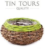 Donice - OKRĄGŁA DONICZKA NA KWIATY / KOSZYK Z FOLIĄ 22x22x10 cm - miniaturka - grafika 1