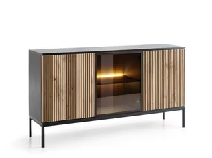 Komoda Sento K154 Led Czarny / Dąb Wotan / Lamela - Inne meble do salonu - miniaturka - grafika 1