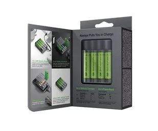 GP Batteries Ładowarka Power Bank 2w1 AnyWay x411 + akumulatorki 2600 mAh GPACCX411004 - Ładowarki i akumulatory - miniaturka - grafika 1