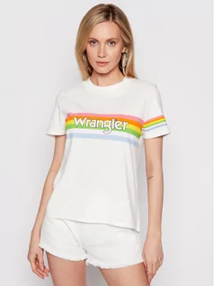 Koszulki i topy damskie - Wrangler T-Shirt High Rib W7N9GHW02 Biały Regular Fit - grafika 1