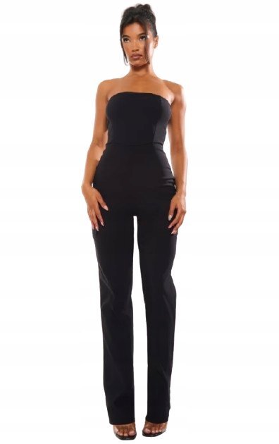 PRETTYLITTLETHING CZARNY KOMBINEZON PROSTY 36 M6U