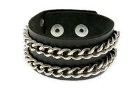 Bransoletki - Bransoletka Ze Skóry Z Łańcuchem Rock Punk - miniaturka - grafika 1