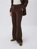 Spodnie damskie - Reserved - Sztruksowe spodnie flare - ciemnobrązowy - miniaturka - grafika 1