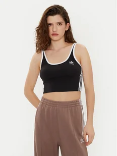 adidas Top adicolor 3-Stripes JD4612 Czarny Slim Fit - Koszulki i topy damskie - miniaturka - grafika 1