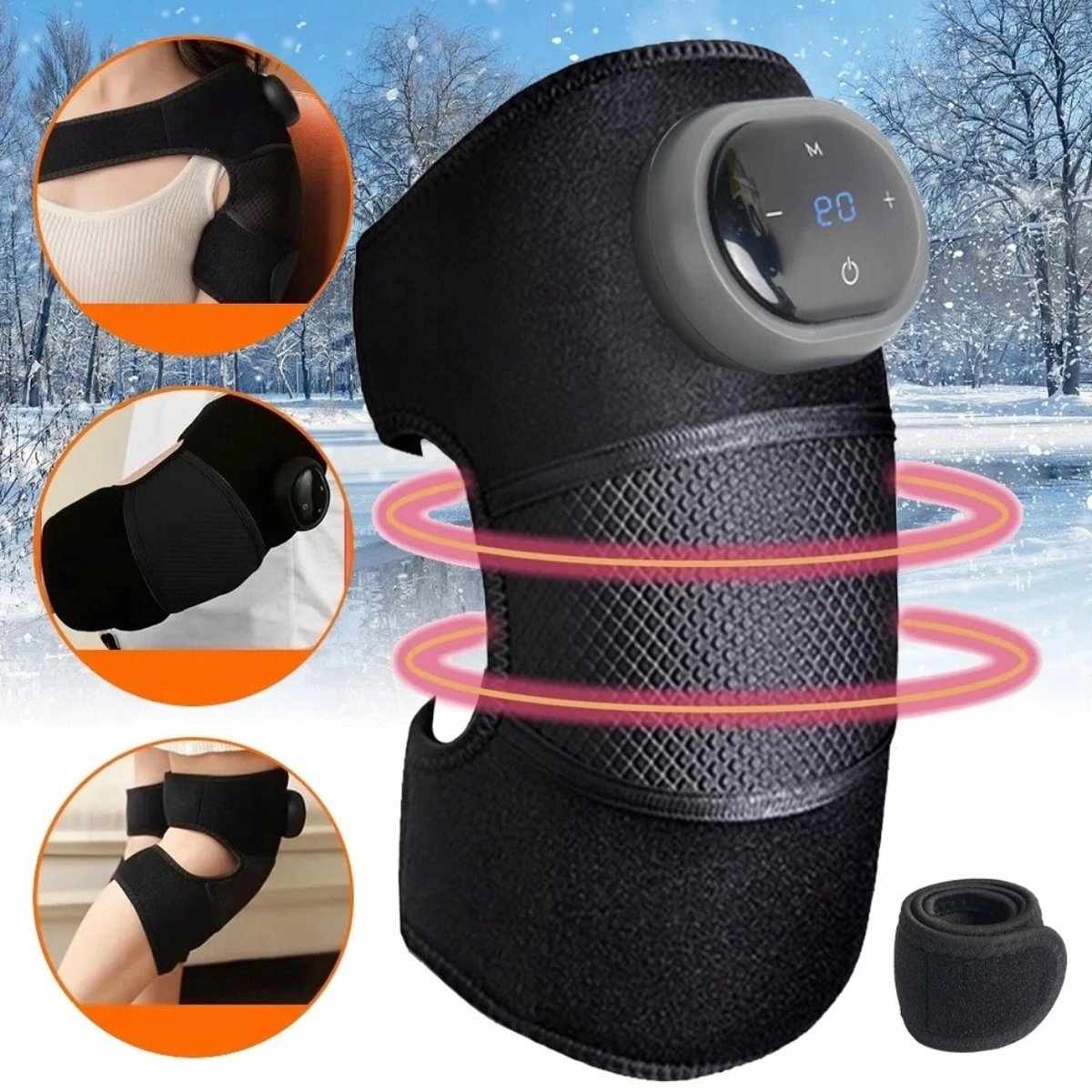 MASAŻER KOLAN ŁOKCI BARKÓW KNEE GRZANIE 1500MAH Z 5 POZIOMAMI INTENSYWNOŚCI