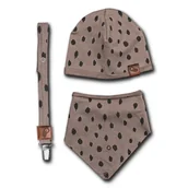 Śliniaki i fartuszki - Hi Little One - czapeczka, bandanka i zawieszka do smoczka z organicznej bawełny GOTS Leopard Grey - miniaturka - grafika 1