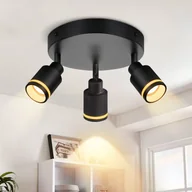 Lampy sufitowe - Nettlife Reflektorowa sufitowy 3-punktowy GU10, metalowy, regulowany, czarny, Nowoczesna lampa do sypialni - miniaturka - grafika 1