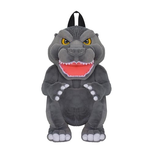 Concept One Godzilla Mini plecak, pluszowa mała torba podróżna, torebka dla mężczyzn i kobiet, regulowane paski na ramię, szary, 35 cm, szary, One Size, Godzilla Mini plecak, pluszowa mała torba
