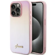 Etui i futerały do telefonów - Etui Guess GUHCP14LPSAIRSP Apple iPhone 14 Pro hardcase Saffiano Iridescent Script różowy/pink - miniaturka - grafika 1
