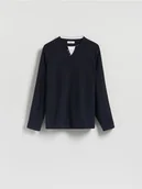 Swetry męskie - Reserved - Longsleeve henley - granatowy - miniaturka - grafika 1