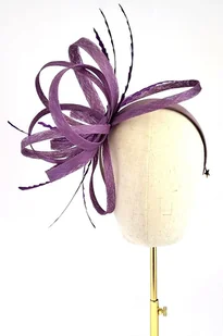 RUMI fascynator z sianamy fiolet ekstrawagancki unikat - Ozdoby do włosów - miniaturka - grafika 1