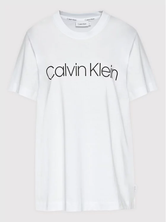 Calvin Klein Curve T-Shirt Inclusive K20K203633 Biały Regular Fit