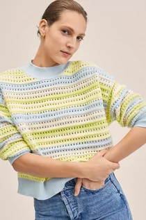 Swetry damskie - Mango sweter Rumble damski kolor żółty - grafika 1