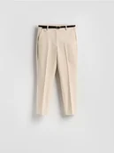 Spodnie damskie - Reserved - Spodnie cygaretki z paskiem - beżowy - miniaturka - grafika 1