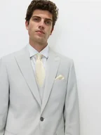 Paski - Reserved - Jedwabna poszetka - kremowy - miniaturka - grafika 1