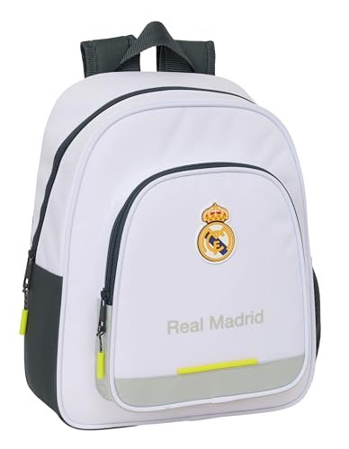 Safta REAL MADRID EQUIPATION 25/26 - Plecak dziecięcy, idealny dla dzieci w różnym wieku, wygodny i wszechstronny, jakość i wytrzymałość, 28 x 10 x 34 mm, biała, M, Casual