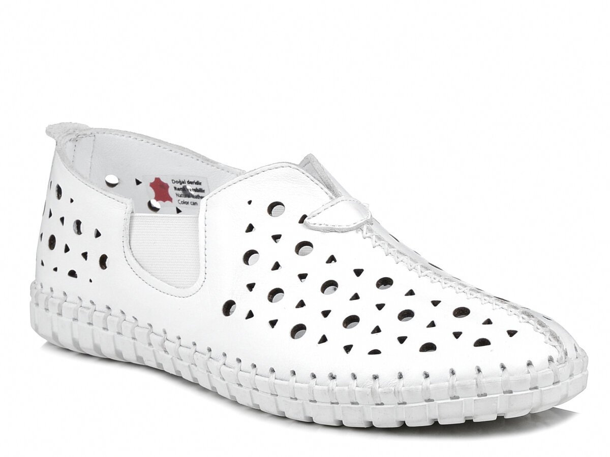 Półbuty damskie skórzane wsuwane białe ażurowe Loretta Vitale 2059 -41