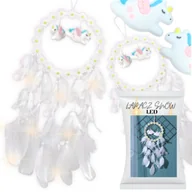 Wyposażenie pokoiku dziecięcego - Łapacz snów jednorożec dzieci makrama ozdoba pióra biała dekoracja prezent - miniaturka - grafika 1