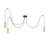 Lampy sufitowe - Żyrandol na lince TUBE LONG 3xE27/10W/230V czarny/złoty - miniaturka - grafika 1