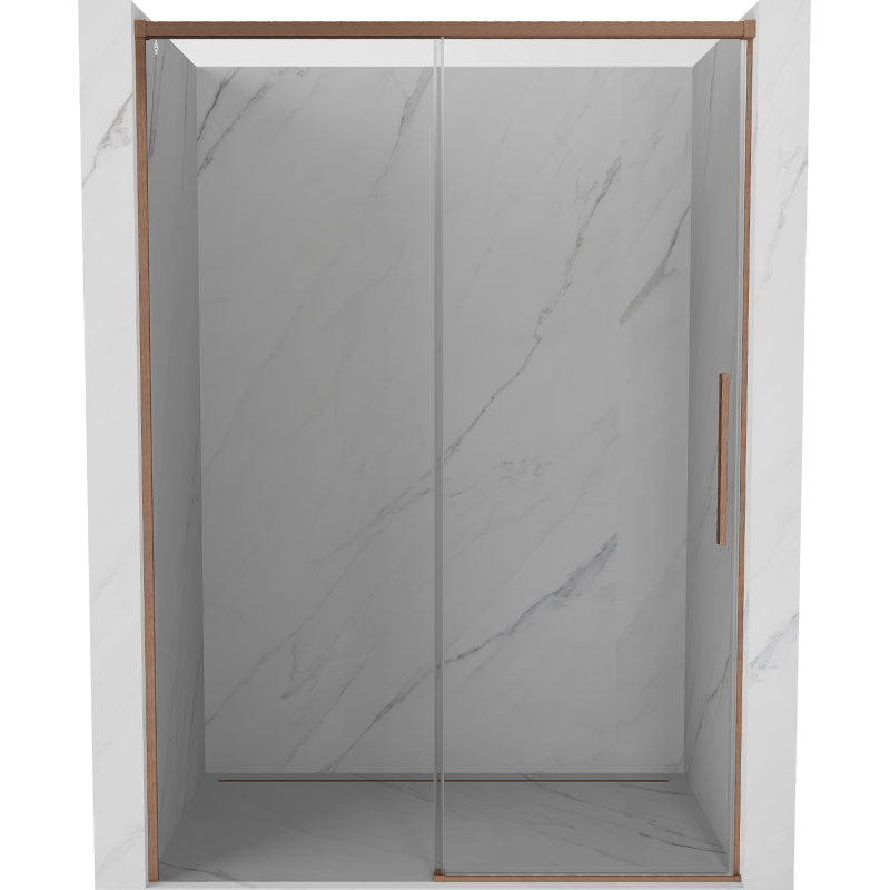 Mexen Rox drzwi prysznicowe rozsuwane 145 cm, transparent, miedź szczotkowana - 8C2-145-000-65-00