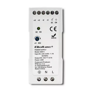 Qoltec Zasilacz Na Szynę Din 60W 12V 5A Biały Slim - Pozostałe akcesoria sieciowe - miniaturka - grafika 2