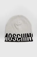 Czapki damskie - Moschino czapka z domieszką wełny kolor biały z domieszką wełny - miniaturka - grafika 1