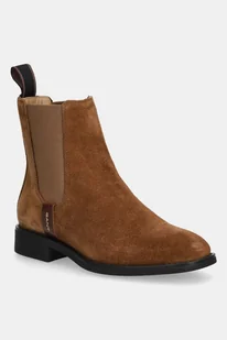 Gant sztyblety zamszowe Fayy damskie kolor brązowy na płaskim obcasie 31553127 - Botki damskie - miniaturka - grafika 1