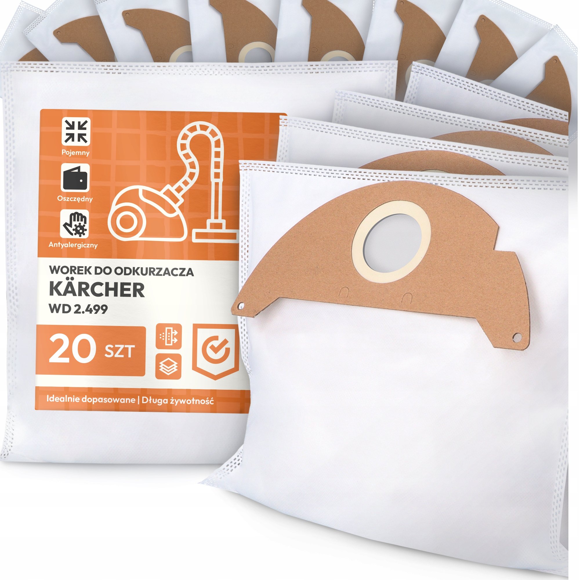 20x Worek do Odkurzacza Kärcher Wd 2.499 Syntetyczny Tekstylny Mocny Worki