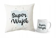 Gadżety dla niej i dla niego - ZESTAW PODUSZKA + KUBEK Prezent SUPER WUJEK PREZENT DLA WUJKA + IMIĘ 5 - miniaturka - grafika 1