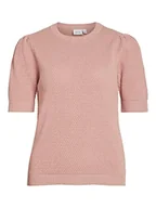 Koszulki i topy damskie - VIDALO O-Neck S/S Knit TOP/SU - NOOS, Misty Rose, M - miniaturka - grafika 1