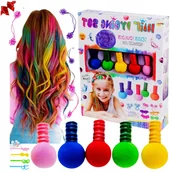 Kosmetyki kąpielowe dla dzieci - ZESTAW FARB DLA DZIECI DO MALOWANIA WŁOSÓW 5x KOLOR Prezent Dziecka Święta - miniaturka - grafika 1